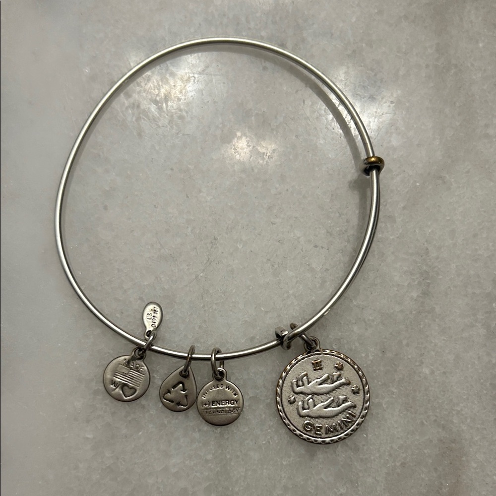 Alex and Ani Silver Gemini Charm Bracelet